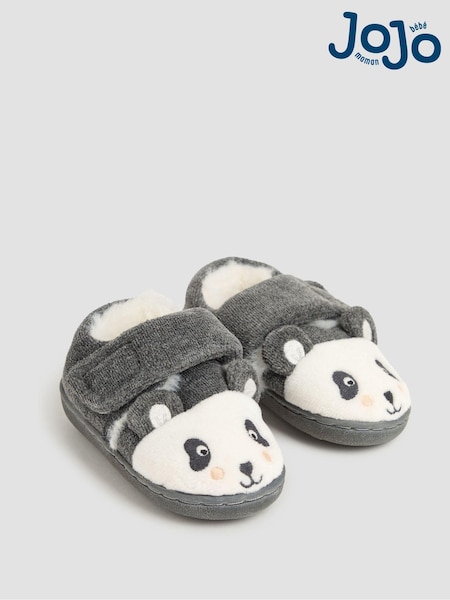 JoJo Maman Bébé Grey Panda Slipper Shoes (E28719) | €26