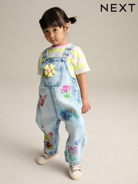 ג'ינס - Printed 100% Cotton Dungaree Set (3mths-7yrs) (E29027) | ‏113‏₪ - ‏130‏ ₪