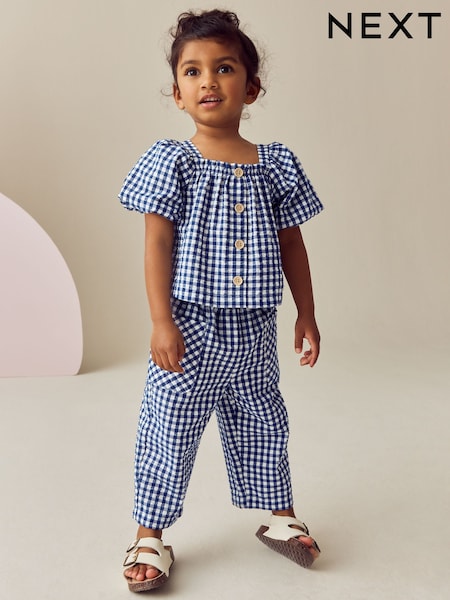 Navy Gingham Trousers & Top Set (3mths-7yrs) (E29031) | $35 - $42