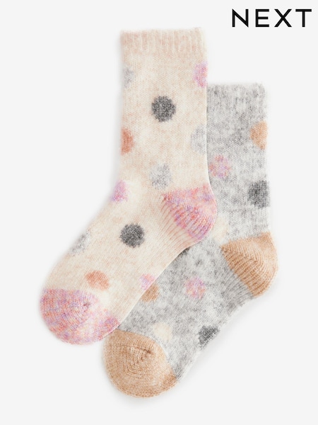 Pink/Grey Spots Thermal Ankle Socks 2 Pack (E29050) | €17.50