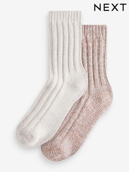 Pink/Neutral Sparkle Chunky Heavyweight Ankle Socks 2 Pack (E29053) | €8.50