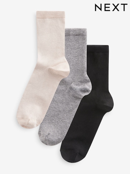 Black/Grey/Neutral Ankle Socks 3 Pack Containing Wool (E29054) | €9.50