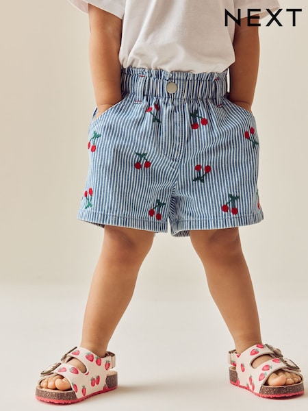 Stripe Cherry Denim 100% Cotton Shorts (3mths-7yrs) (E29079) | R$ 110 - R$ 125