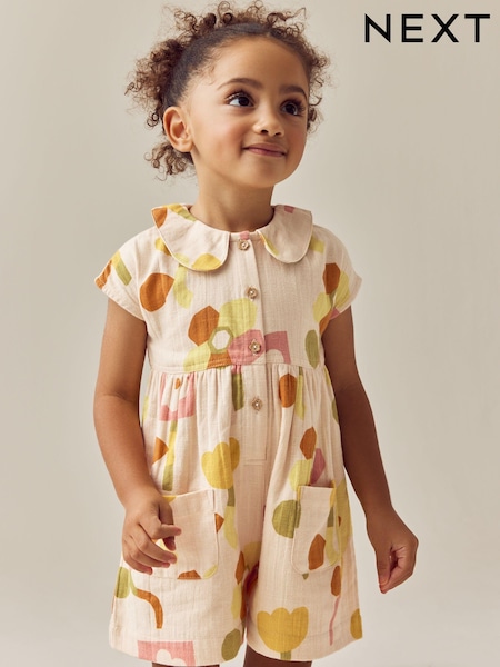 أصفر - Shirt Collar Playsuit (3mths-7yrs) (E29094) | ‏71 د.إ.‏ - ‏ 81‏ د.إ.
