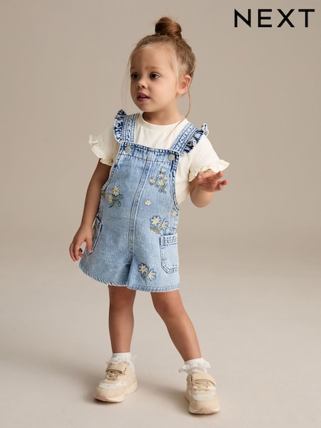 Denim 100% Cotton Pretty Blouse Dungaree (3mths-7yrs) (E29097) | €35 - €40