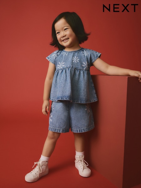 丹寧服飾 - 100% Cotton Floral Top And Shorts Set (3mths-7yrs) (E29099) | HK$166 - HK$201