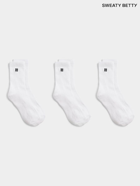 Sweaty Betty White Essentials Socks 3 Pack (E29117) | $44