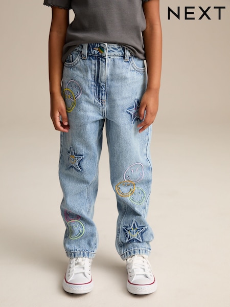 أزرق متوسط - SmileyWorld® 100% Cotton Mom Jeans (3-16yrs) (E29125) | ‏124 ر.ق. - ‏148 ر.ق.