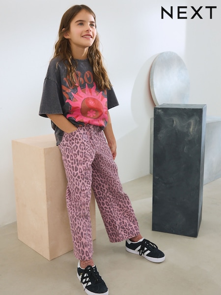 Pink Leopard Print Wide Leg Jeans (3-16yrs) (E29136) | $28 - $36