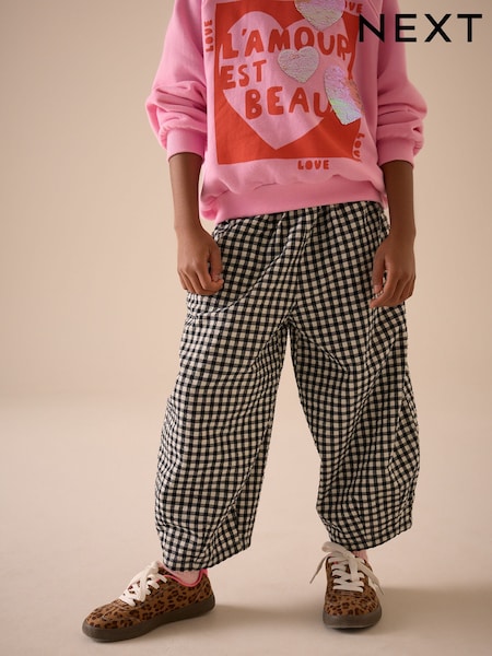משבצות בשחור ולבן - Barrel Leg Trousers (3-16yrs) (E29137) | ‏67‏₪ - ‏88‏₪