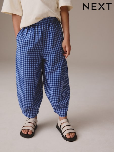 Blue Gingham Barrel Leg Trousers (3-16yrs) (E29138) | AED81 - AED107