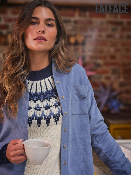 FatFace Dusky Blue Carolin Cord 100% Cotton Shirt (E29148) | €44.50
