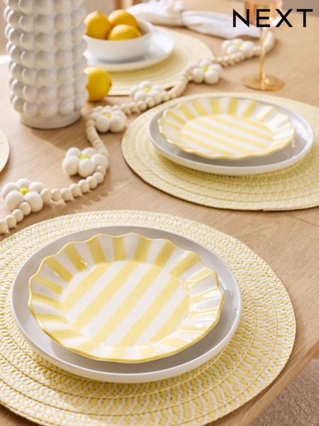 Set of 2 Yellow Stripe Side Plates (E29205) | 78 QAR
