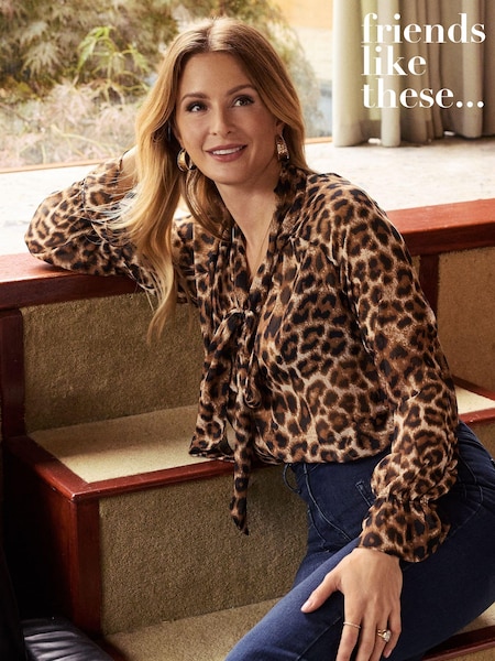 Friends Like These Long Sleeve Animal Tie Neck Chiffon Blouse (E29307) | 158 LEI