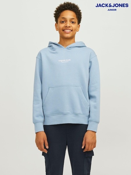 Albastru - Hanorac cu logo Jack & Jones Junior Gri (E29412) | 114 LEI