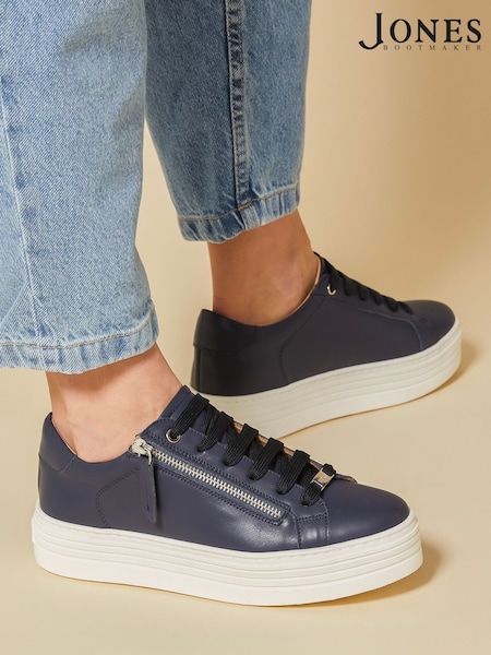 Темно-синий - Jones Bootmaker Amaliada Leather Platform Trainers (E29652) | €118