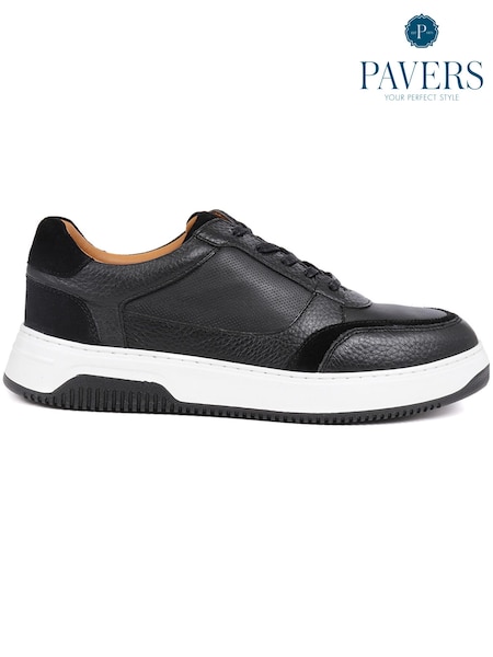 Pavers Black Lace-Up Leather Trainers (E29663) | €79