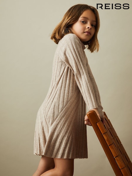 Reiss Oatmeal Cady 9-13 yrs Knitted Roll Neck Dress (E29693) | AED533