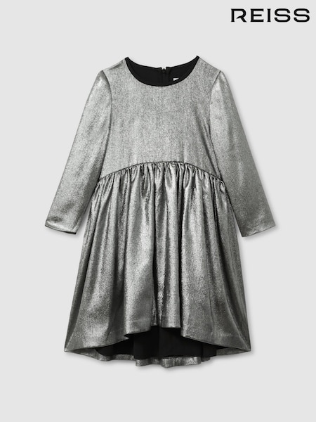 Reiss Silver Joy 13-14 yrs Metallic Fit and Flare Dress (E29697) | AED540
