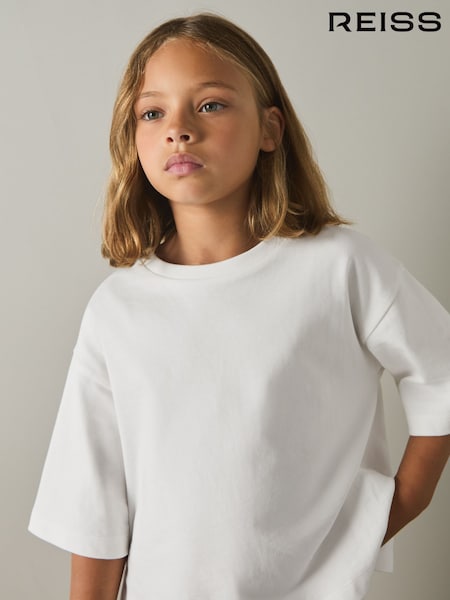 Reiss Ivory Cassy 4-9 yrs Oversized Cotton Crew-Neck T-Shirt (E29700) | €20