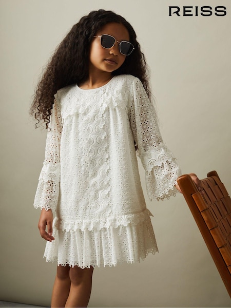 Reiss Zadie Lace Flared Sleeve Dress (E29701) | ‏547 د.إ.‏