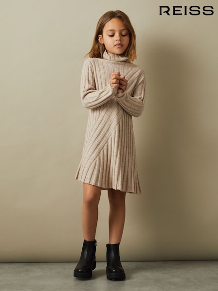Reiss Oatmeal Cady 4-9 yrs Knitted Roll Neck Dress (E29705) | AED490