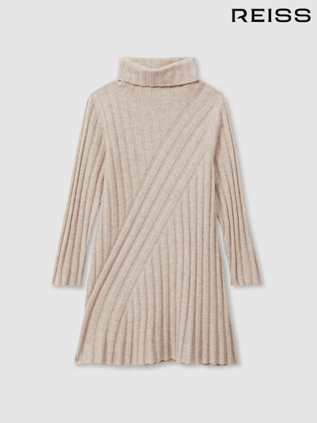 Reiss Oatmeal Cady 13-14 yrs Knitted Roll Neck Dress (E29706) | AED562