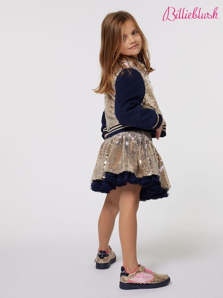 Billieblush Gold Glitter Sequin Mesh Lined Party Skirt (E29738) | €51