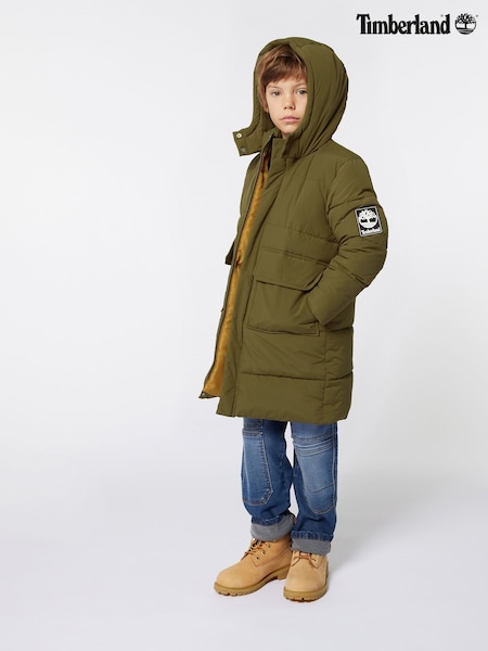 Timberland Green Hooded Longline Puffer Coat (E29748) | €149 - €168