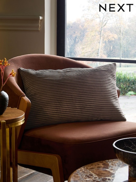 Mink Brown 40 x 59cm Velvet Pleat Cushion (E29775) | €25