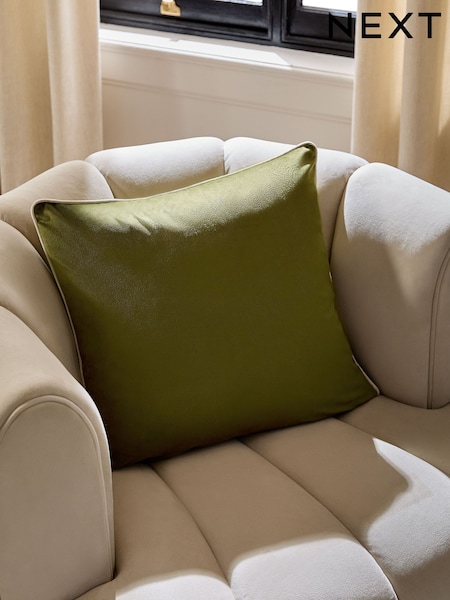 Olive 50 x 50cm Matte Velvet Contrast Pipe Cushion (E29777) | 49 QAR