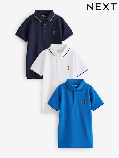azul/azul marino/blanco - Short Sleeve Polo Shirts 3 Pack (3-16yrs) (E29778) | 29 € - 50 €