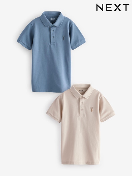 Blau/Stein - Short Sleeve Polo Shirts 2 Pack (3-16yrs) (E29779) | 14 € - 19 €