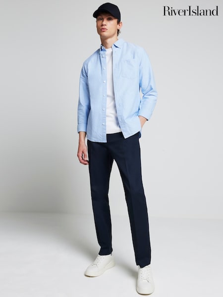 Albastru - River Island Mânecă lungă Oxford 100% Cotton Cămăși (E29787) | 130 LEI