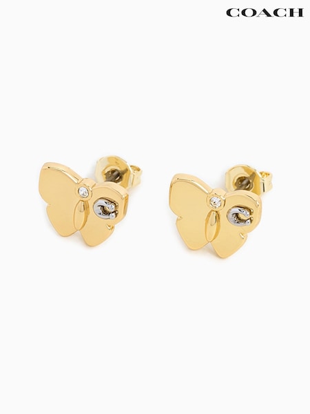COACH Gold Tone Signature Butterfly Stud Earrings (E29802) | €61