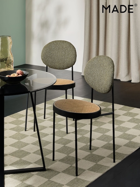 MADE.COM Set of 2 Dark Green Boucle Rumana Dining Chairs (E29871) | €415