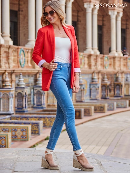 Sosandar Blue Braid Detail Skinny Jeans (E29896) | AED160