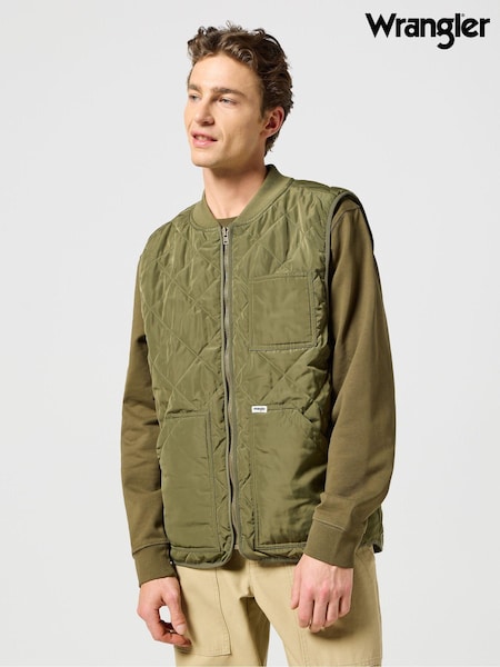 Зеленый - Wrangler Elavated Quilted Vest Gilet (E29905) | €63