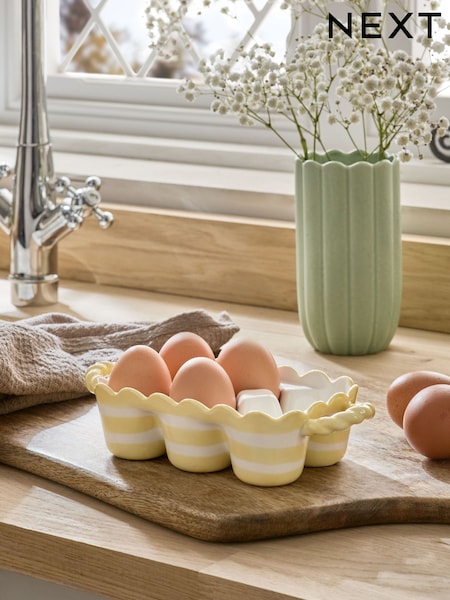 Yellow/White Stripe Egg Holder (E29914) | $18