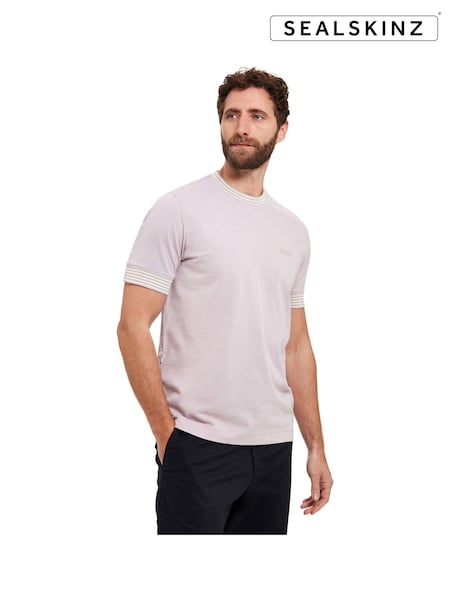 Sealskinz Purple Sisland T-Shirt with Stripe Neck And Cuffs (E29923) | €43.50