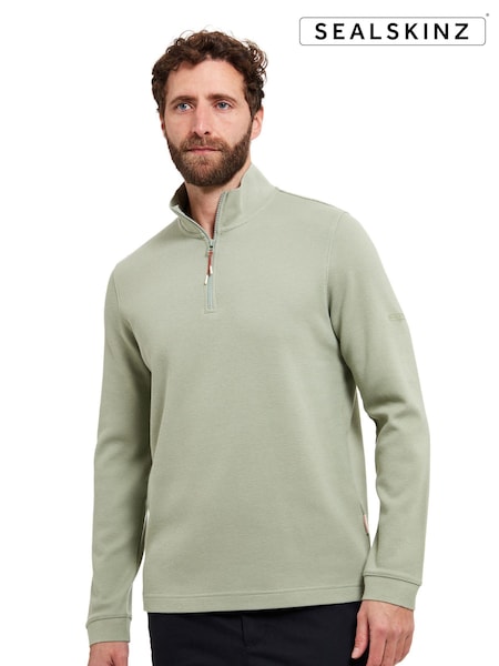 Sealskinz Green Forncett Long Sleeve Quarter Zip Waffle Polo Shirt (E29931) | €77