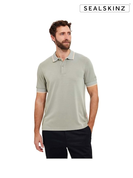 Sealskinz Green Stalham Polynosic Tipped Collar Polo Shirt (E29933) | €60