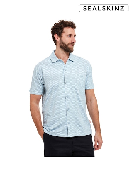 Sealskinz Blue Walsoken Short Sleeve UV Protection Rain Drop Print Shirt (E29937) | 73 €