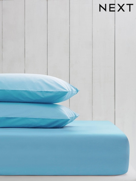 Blue Pale Sky Cotton Rich Extra Deep Fitted Sheet (E29956) | €20 - €27