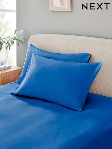 Set of 2 Blue Pure 144 Thread Count 100% Cotton Pillowcases (E29961) | €9 - €11