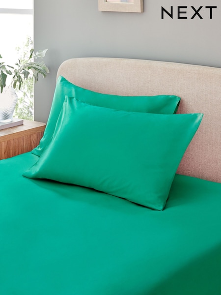 Set of 2 Green Pure 144 Thread Count 100% Cotton Pillowcases (E29963) | €9 - €11