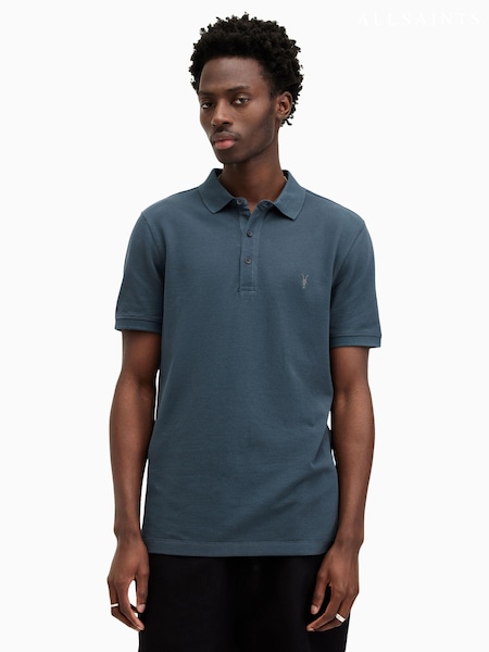 AllSaints Blue Reform Short Sleeve Polo Shirt (E30062) | €86