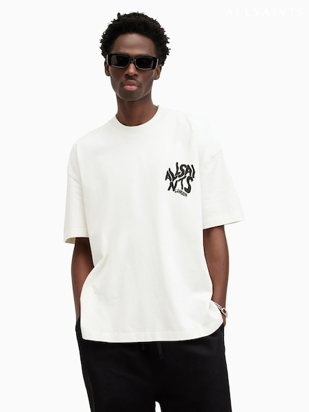 All Saints White Orlando Short Sleeve Crew Neck T-Shirt (E30076) | AED344