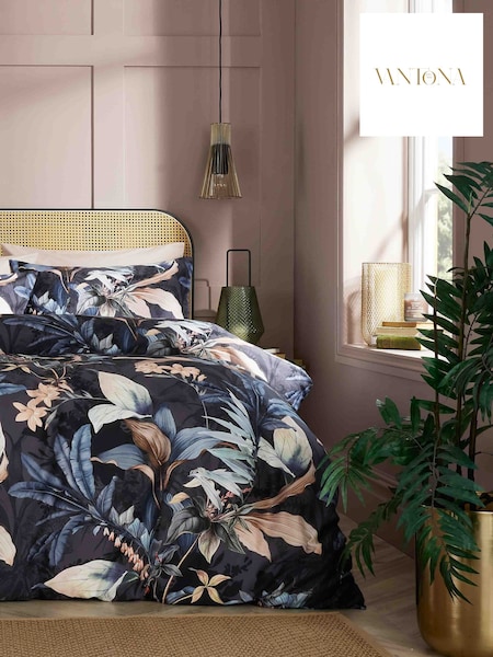 Vantona NavyMulti Carlotta Leaves 100% Cotton Duvet Cover Set (E30118) | €53 - €92