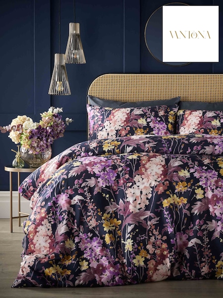 Vantona NavyMulti 100% Cotton Clarence Duvet Cover Set (E30122) | €53 - €92